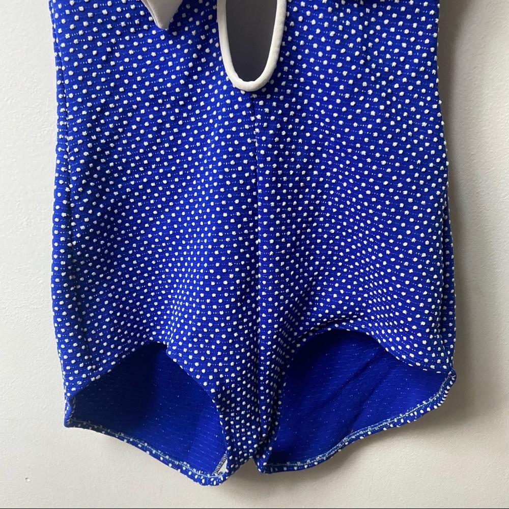 50s/60s Vtg Polka Dot One Piece Halter Swimsuit - Picture 3 of 7